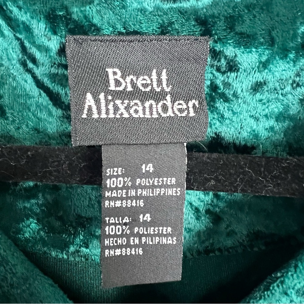 Vintage Brett Alixander Emerald Green Crushed Velvet Corset Back Dress Size 14 - Picture 5 of 7